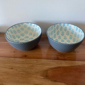 Signature Blue and White Patterned Bowls (2)